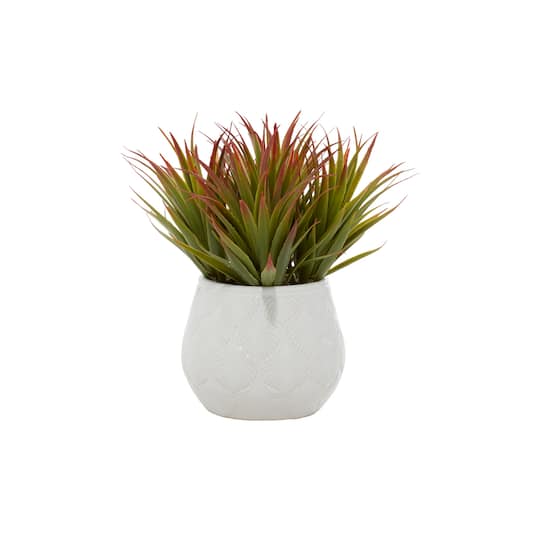 White Ceramic Contemporary Artificial Foliage, 9" x 9" x 9"
